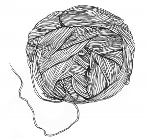 Doodle of Yarn: I was knitting. Illustrated bay Miyuki Sena